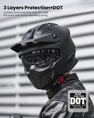 ILM helmet sun shield and lens shown reducing glare for visibility