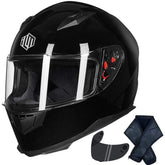 ILM gloss black front view showing full-face protection and sleek look