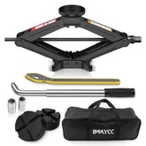 IMAYCC scissor jack front view showing robust metal frame and stability