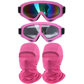 immoono pink-frame goggles front view showing clear vision benefit