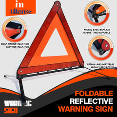iMonse reflective triangle open and folded detail showing durable locking mechanism