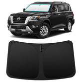 INSAUTO front view of custom Armada shade showing full windshield coverage and protection