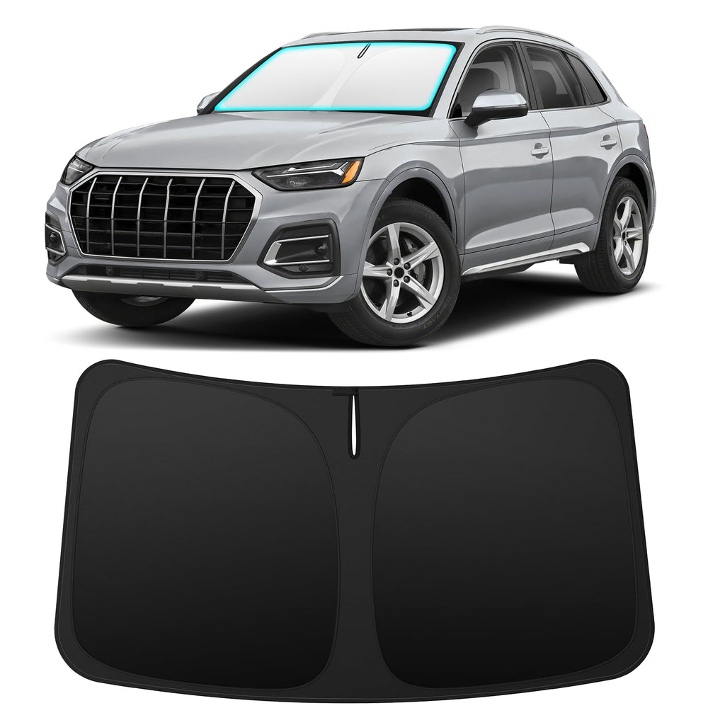 INSAUTO front view of sun shade fitted to Audi Q5 showing perfect coverage and protection