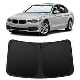 INSAUTO front-view on BMW 3 Series windshield showing full coverage and sun protection