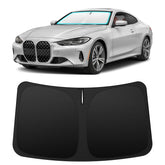 INSAUTO sun shade front view showing precise BMW 4 Series fit and sun blocking benefit