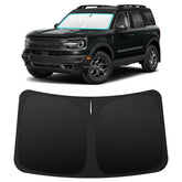 INSAUTO front-fit sun shade on Ford Bronco Sport showing exact coverage benefits