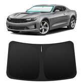 INSAUTO front-view shade installed in Camaro protects interior from heat