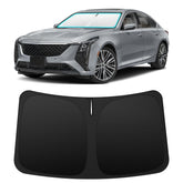 INSAUTO front view of custom-fit CT5 sun shade showing precise coverage and protection
