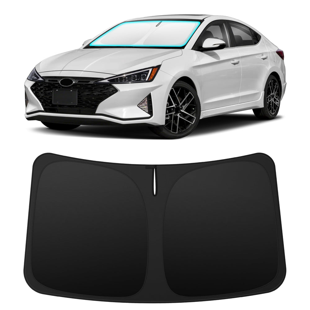 INSAUTO front view on Elantra windshield showing exact-fit and protection