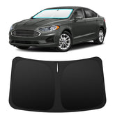INSAUTO front view on Ford Fusion showing full windshield coverage and sun protection