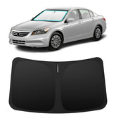 INSAUTO front view of custom-fit shade on Accord showing full windshield coverage and UV protection