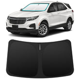 INSAUTO front view of custom-fit shade on Chevrolet Equinox showing full windshield coverage and protection