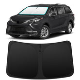 INSAUTO front view of shade on Sienna windshield showing perfect fit and protection
