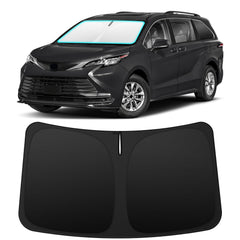 INSAUTO front view of shade on Sienna windshield showing perfect fit and protection