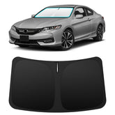 INSAUTO front view of custom-fit shade showing exact windshield coverage and protection