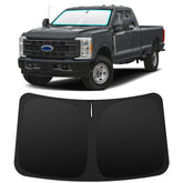 INSAUTO front view of custom-fit sun shade inside Ford windshield showing full coverage and protection