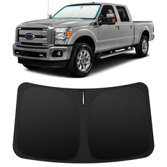 INSAUTO front view of custom-fit shade offering full windshield coverage and protection