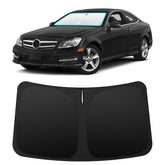 INSAUTO front-fit shade on Mercedes C-Class windshield showing perfect coverage and protection