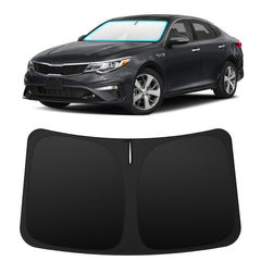 INSAUTO front view of custom-fit shade protecting windshield, reduces cabin heat