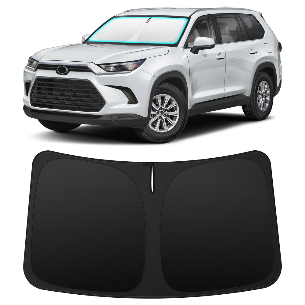 INSAUTO front view installed on Grand Highlander windshield showing full coverage and cooler cabin