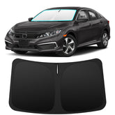 INSAUTO front coverage on Civic windshield showing full-fit protection and cooler interior