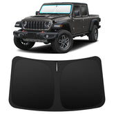 INSAUTO front view on Jeep Gladiator showing full windshield coverage and sun blocking benefit