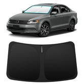 INSAUTO front view on Jetta windshield showing custom fit and full coverage benefit