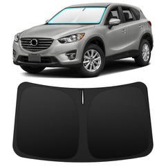 INSAUTO front view installed on Mazda CX-5 showing full windshield coverage and sun reduction