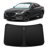 INSAUTO front view of sun shade on Mazda 6 windshield showing full coverage and protection