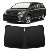 INSAUTO sun shade installed on Sienna windshield showing full coverage and protection