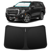 INSAUTO front view of sun shade on GMC Yukon showing full coverage and protection