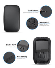 INTGET close-up of black stitches and leather texture for durable protection