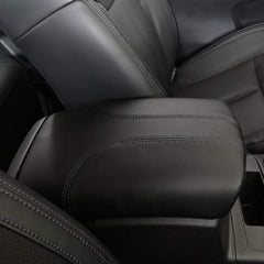 INTGET front view of black armrest cover showing full fit and protection