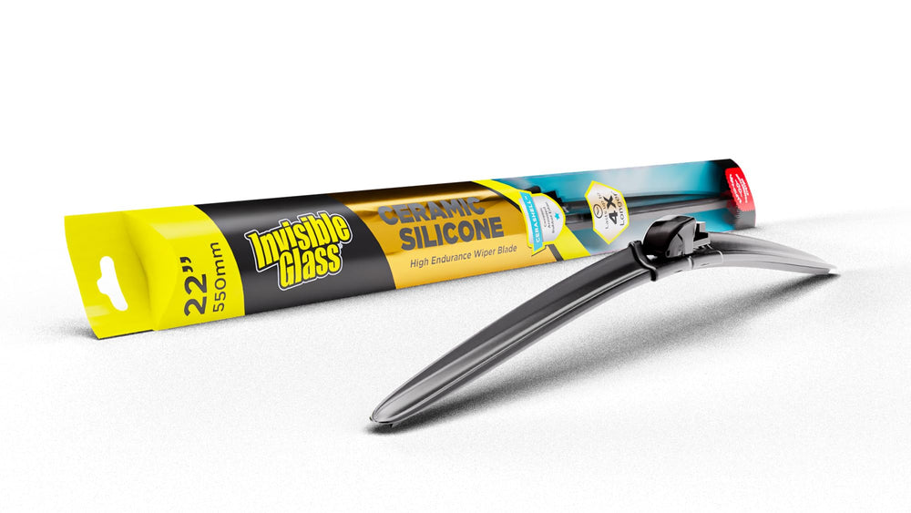 Invisible Glass front packaging showing 22 inch blade and benefits