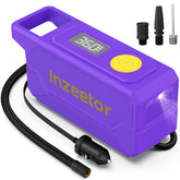 inzeetor front view compact inflator showing compact purple body and handle, easy transport