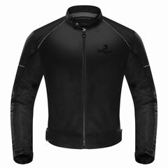 IRON JIA'S front view jacket showing fit and ventilation for cool rides