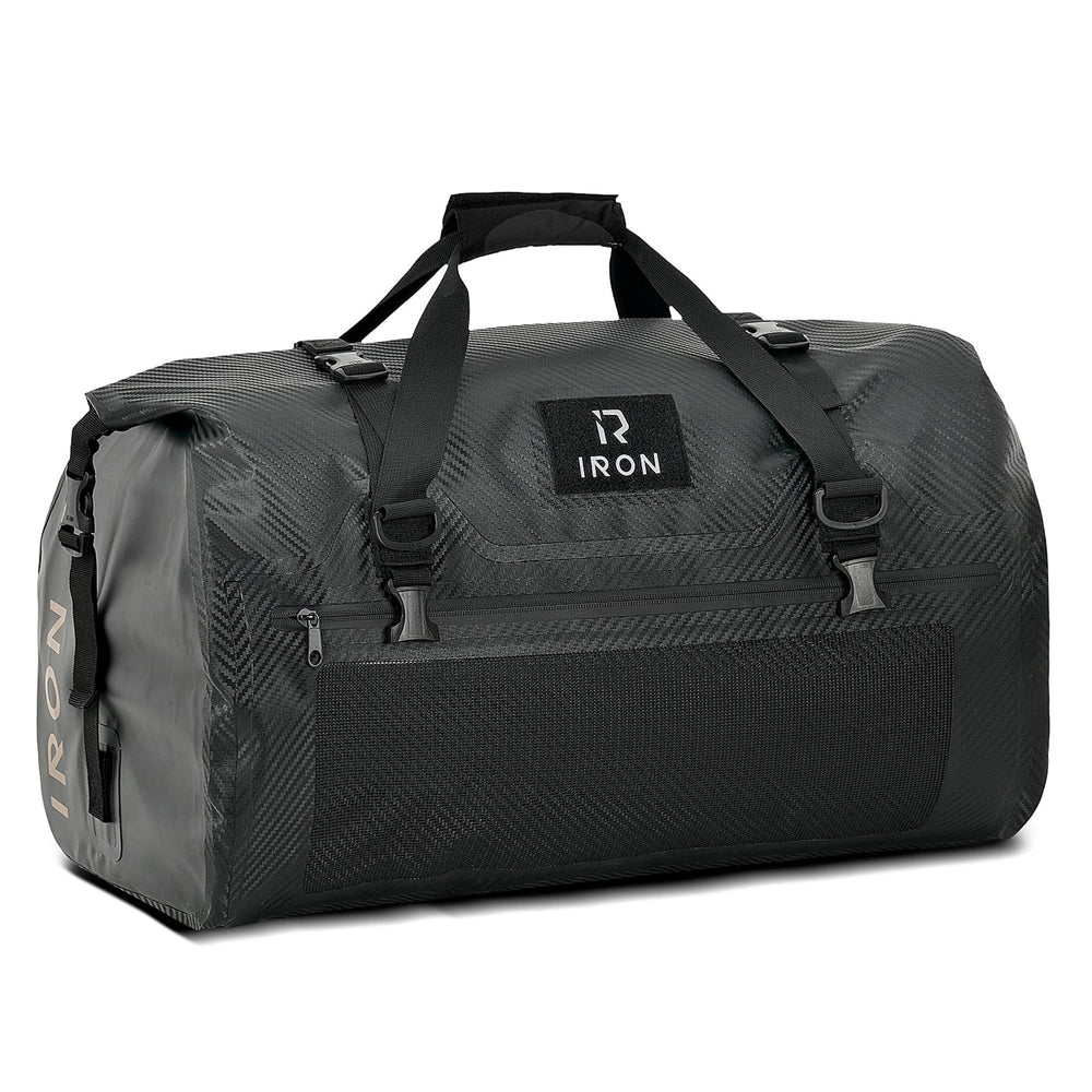 IRON JIA'S front view rolled closed shows waterproof protection