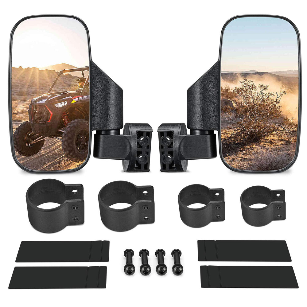 ISSYZONE front-mounted mirror on roll bar showing wide view benefit