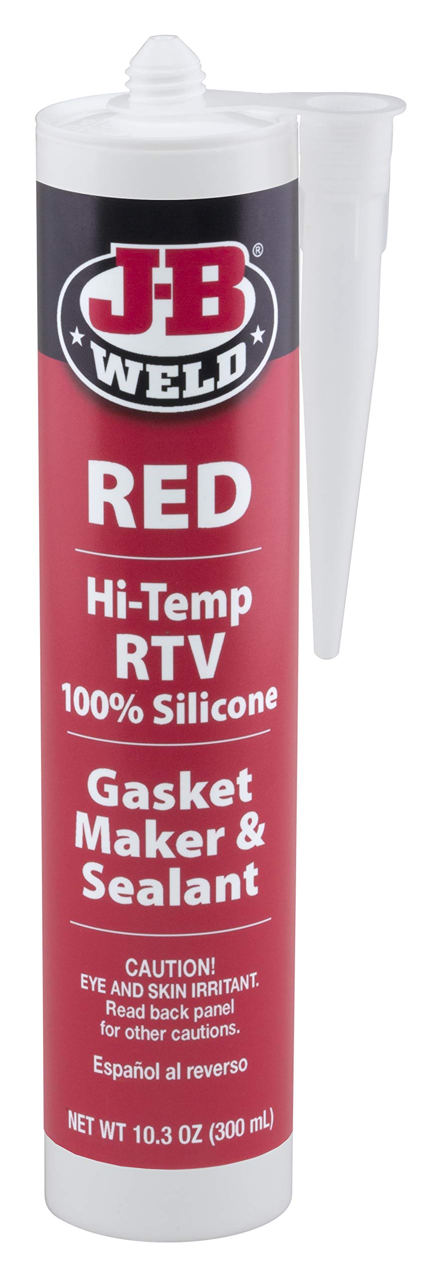 J-B Weld red high temp tube showing label and size for reliable heat sealing