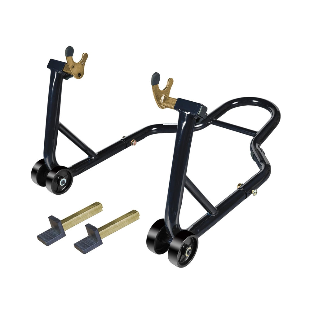Jack Boss front fork stand supporting a motorcycle fork for stable maintenance