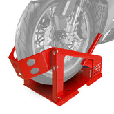 Jack Boss front view showing stable cradle and secure wheel support benefit