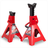 Jack Boss front view pair showing red finish and capacity label, enhancing visibility