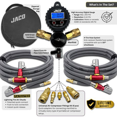 JACO closeup digital gauge displaying precise PSI for accurate control