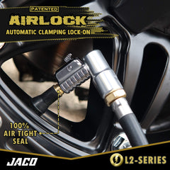 JACO Lightning L2 quick-release button highlighted for zero-air-loss detachment benefit