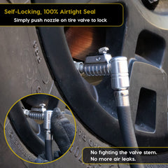 JACO Lightning L2X swivel joint top view showing dual 360-degree swivel and benefit prevents hose kinks