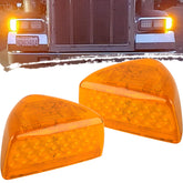 Jamarco front assembly on Peterbilt showing amber LEDs and clear lens for improved visibility