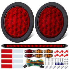Jamarco front view of 4-inch round LED tail lights showing clear stop-turn benefit