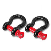 Jamiikury two-pack front view showing matching black and red shackles, durable connection