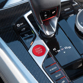 Jaronx front view of red start stop button cover showing sporty appearance and upgrade benefit
