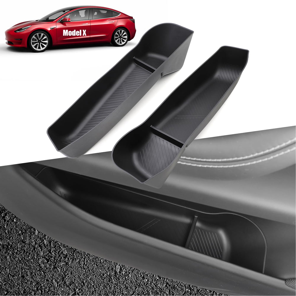 Jaronx front view installed in Model X door showing neat storage benefit